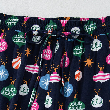 Navy Blue Christmas Lights Pajama Set