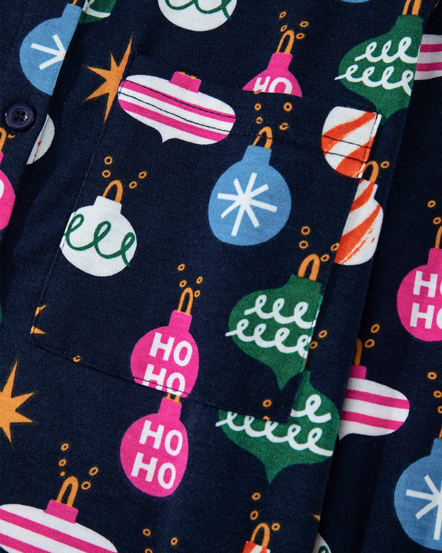 Navy Blue Christmas Lights Pajama Set
