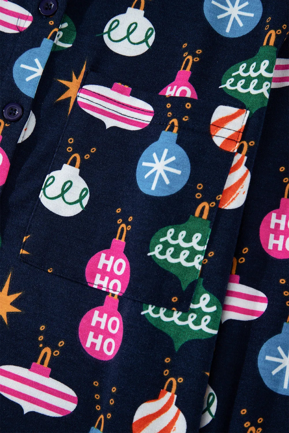 Navy Blue Christmas Lights Pajama Set