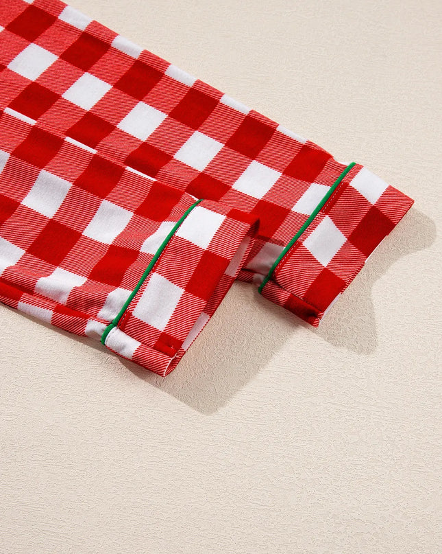 Fiery Red Christmas Plaid Pajama Set
