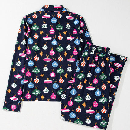 Navy Blue Christmas Lights Pajama Set