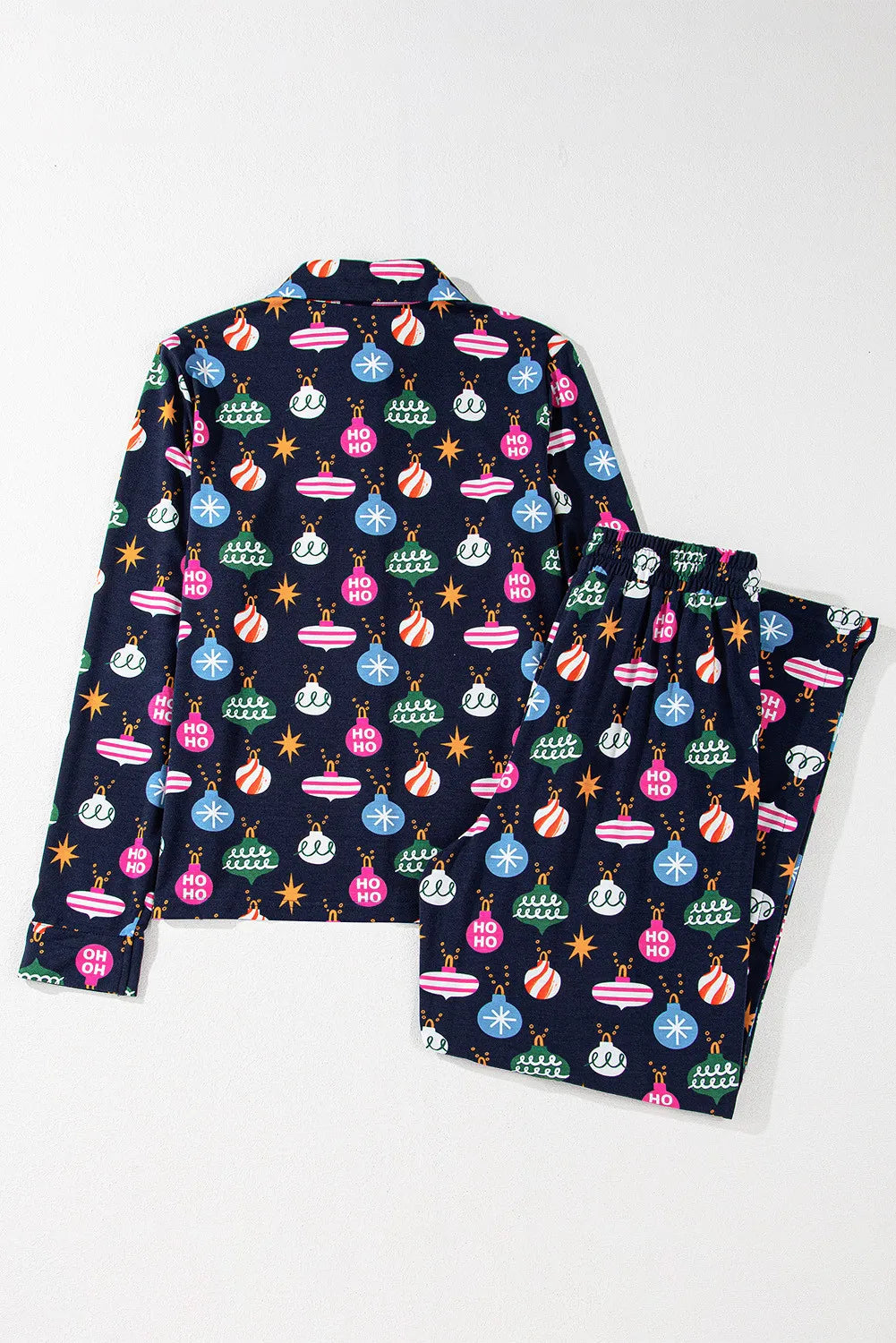 Navy Blue Christmas Lights Pajama Set