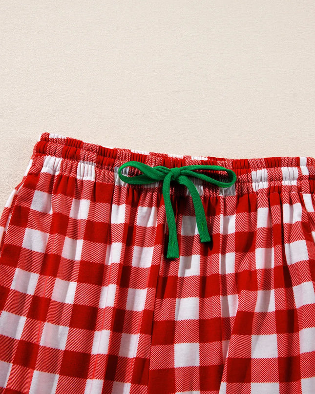 Fiery Red Christmas Plaid Pajama Set