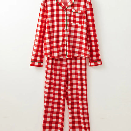 Fiery Red Christmas Plaid Pajama Set