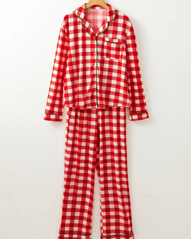 Fiery Red Christmas Plaid Pajama Set