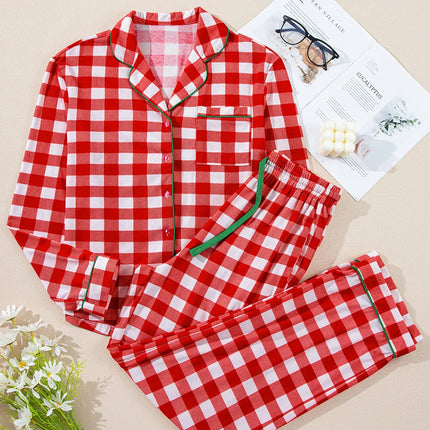 Fiery Red Christmas Plaid Pajama Set