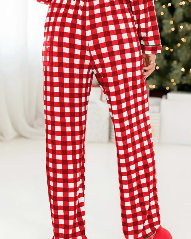 Fiery Red Christmas Plaid Pajama Set