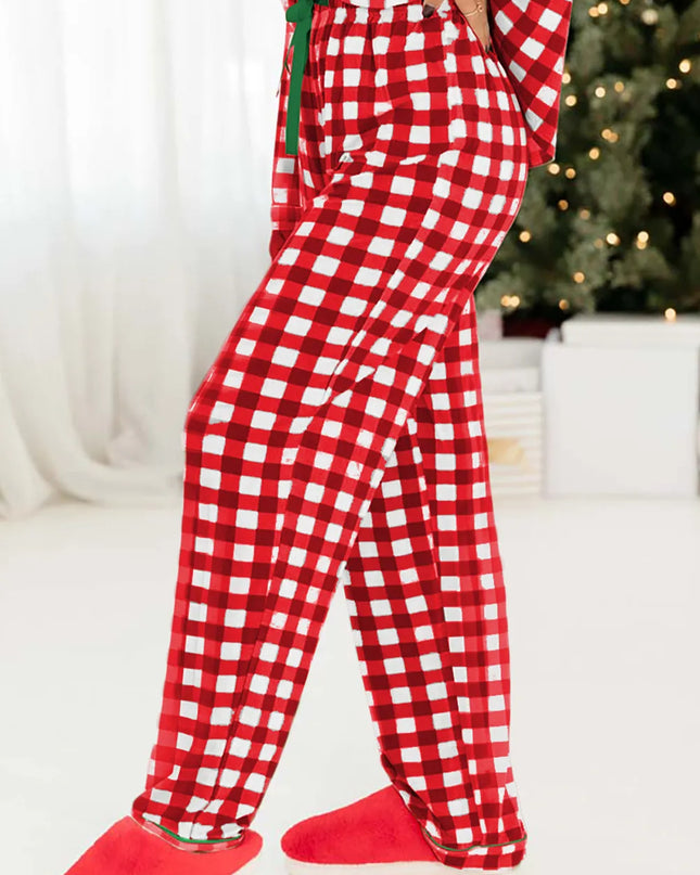 Fiery Red Christmas Plaid Pajama Set