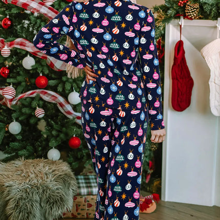 Navy Blue Christmas Lights Pajama Set