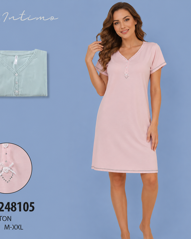 Women Cotton Nighty Sleepwear Short Sleeves