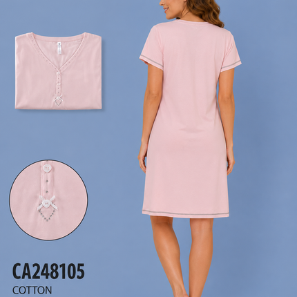Women Cotton Nighty Sleepwear Short Sleeves