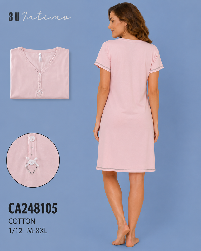 Women Cotton Nighty Sleepwear Short Sleeves