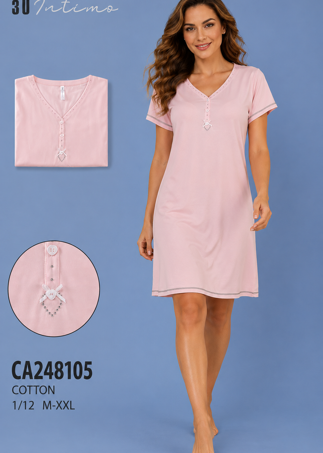 Women Cotton Nighty Sleepwear Short Sleeves
