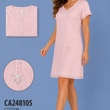 Women Cotton Nighty Sleepwear Short Sleeves