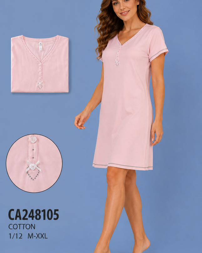 Women Cotton Nighty Sleepwear Short Sleeves