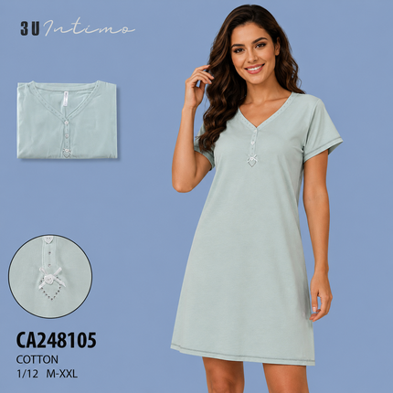 Women Cotton Nighty Sleepwear Short Sleeves