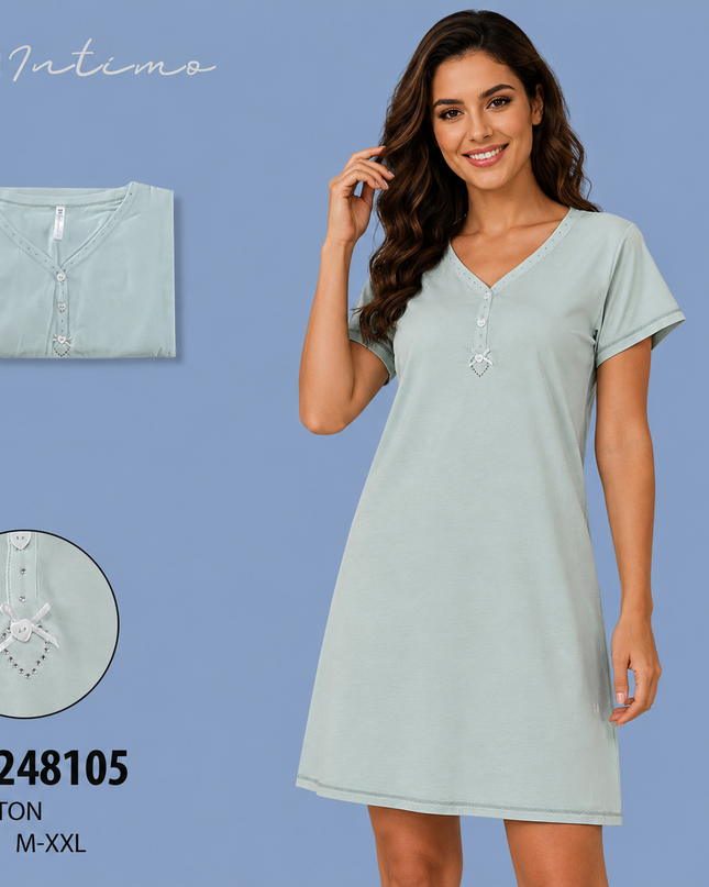 Women Cotton Nighty Sleepwear Short Sleeves