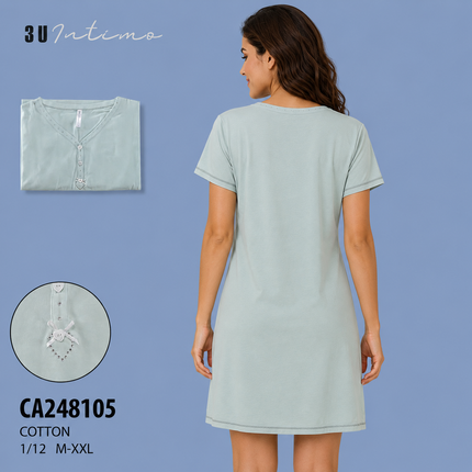 Women Cotton Nighty Sleepwear Short Sleeves