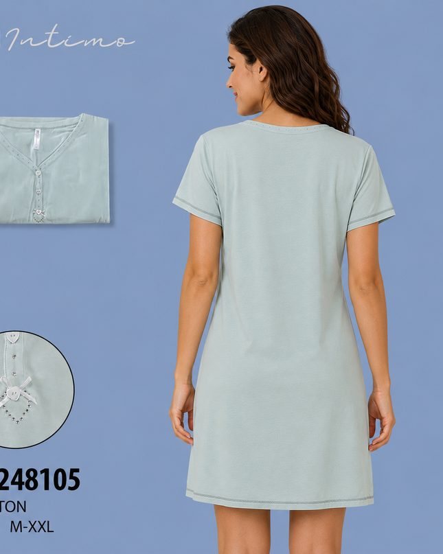 Women Cotton Nighty Sleepwear Short Sleeves