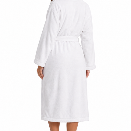 Luxury Unisex White Bathrobe Soft Plush Spa & Lounge Robe for Men and Women