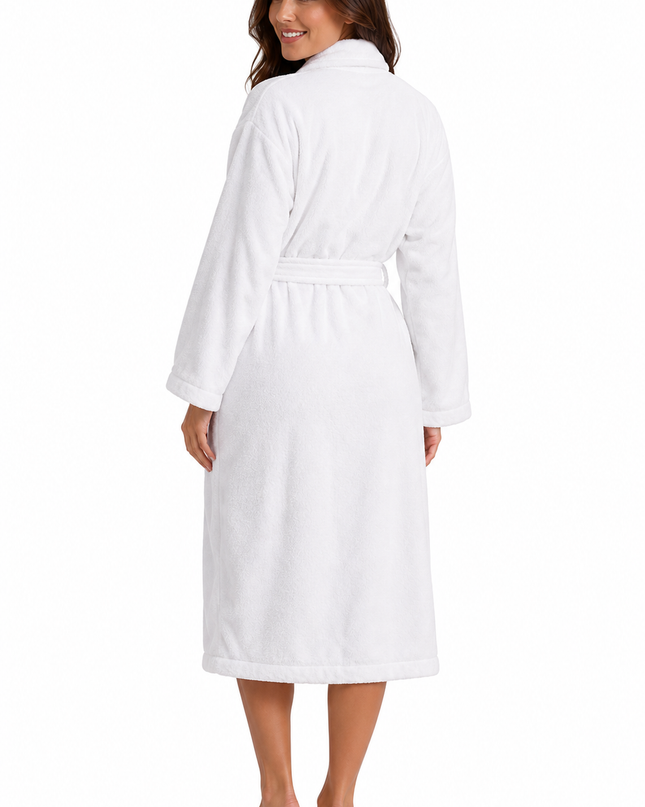 Luxury Unisex White Bathrobe Soft Plush Spa & Lounge Robe for Men and Women