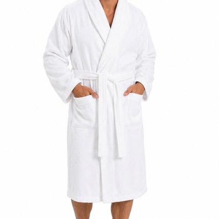 Luxury Unisex White Bathrobe Soft Plush Spa & Lounge Robe for Men and Women