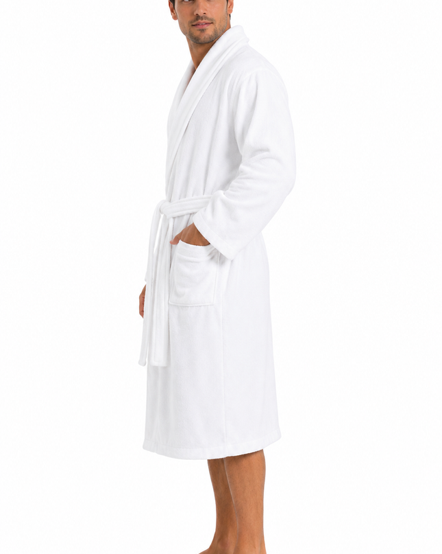 Luxury Unisex White Bathrobe Soft Plush Spa & Lounge Robe for Men and Women