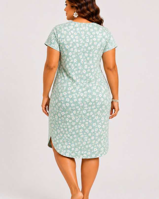 Women's Floral Print Short Sleeve Nightgown