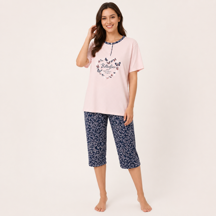 Women's Butterfly Print Capri Pajama Pants