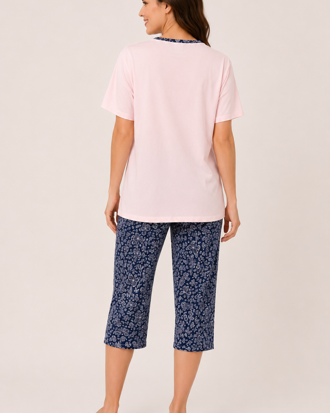 Women's Butterfly Print Short Sleeve Pajama Top