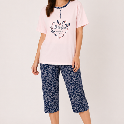 Women's Butterfly Print Capri Pajama Pants