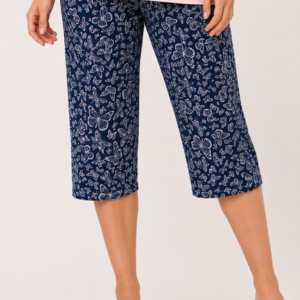 Women's Butterfly Print Capri Pajama Pants