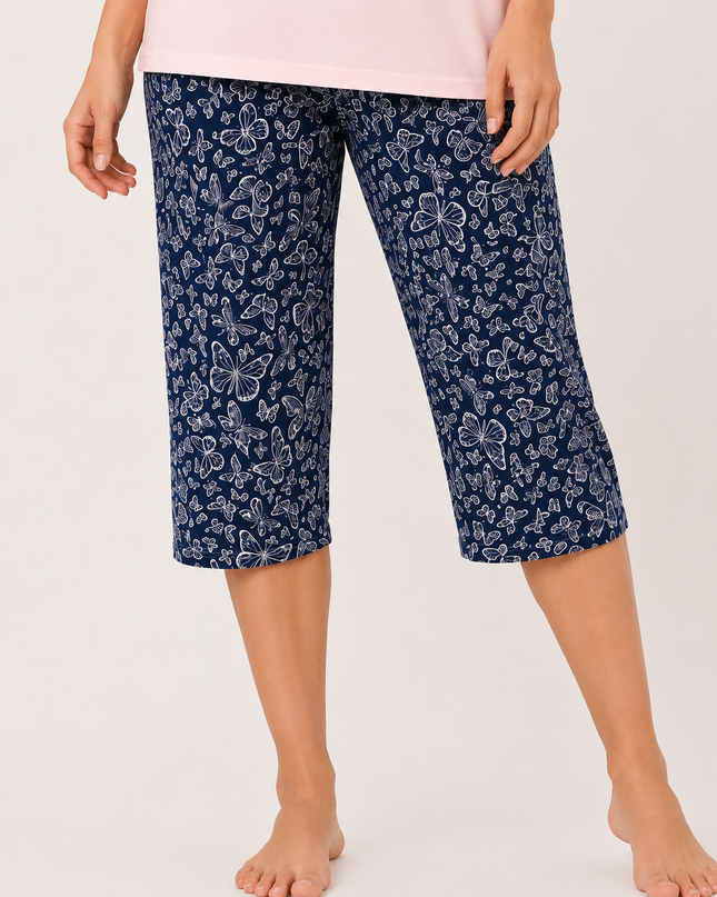 Women's Butterfly Print Capri Pajama Pants