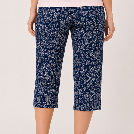 Women's Butterfly Print Capri Pajama Pants