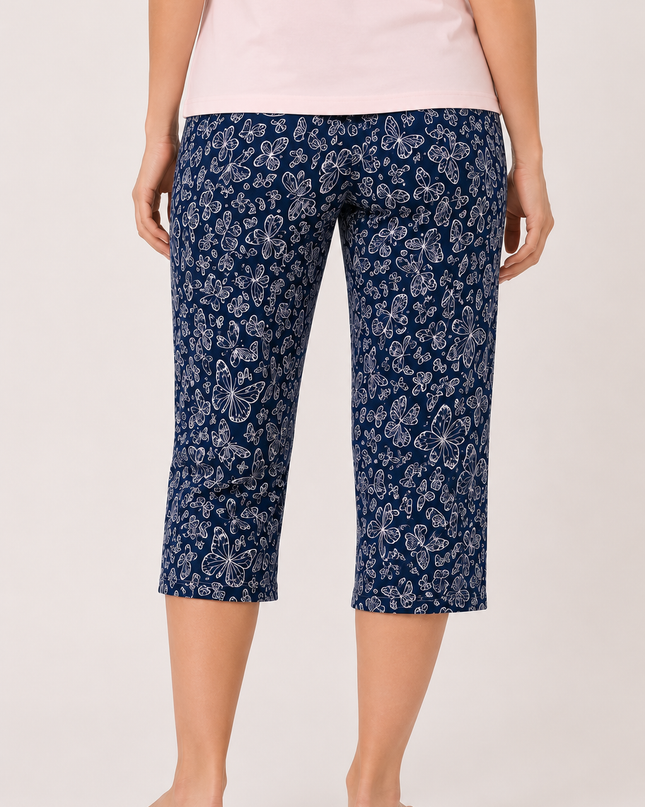 Women's Butterfly Print Capri Pajama Pants