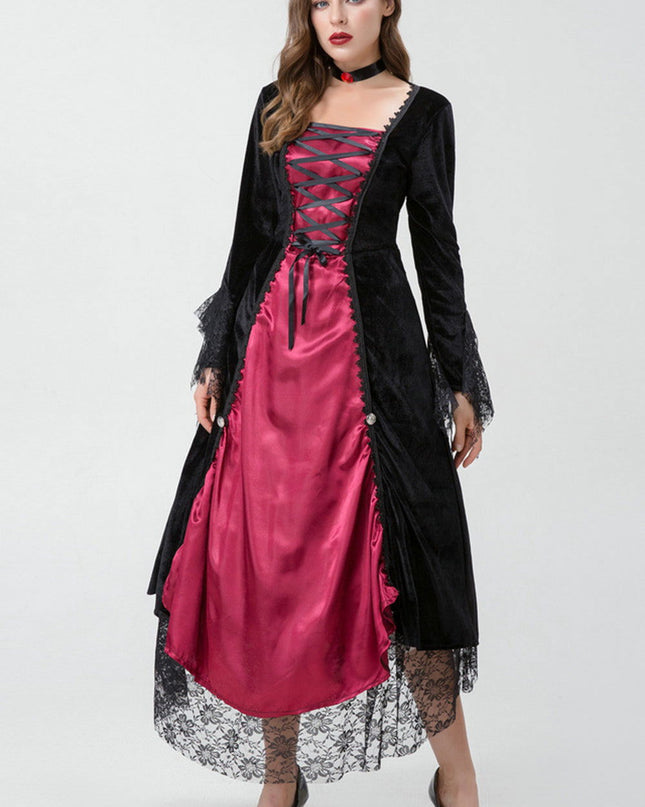 Gothic Burgundy Halloween Dress - Swaggy Fit