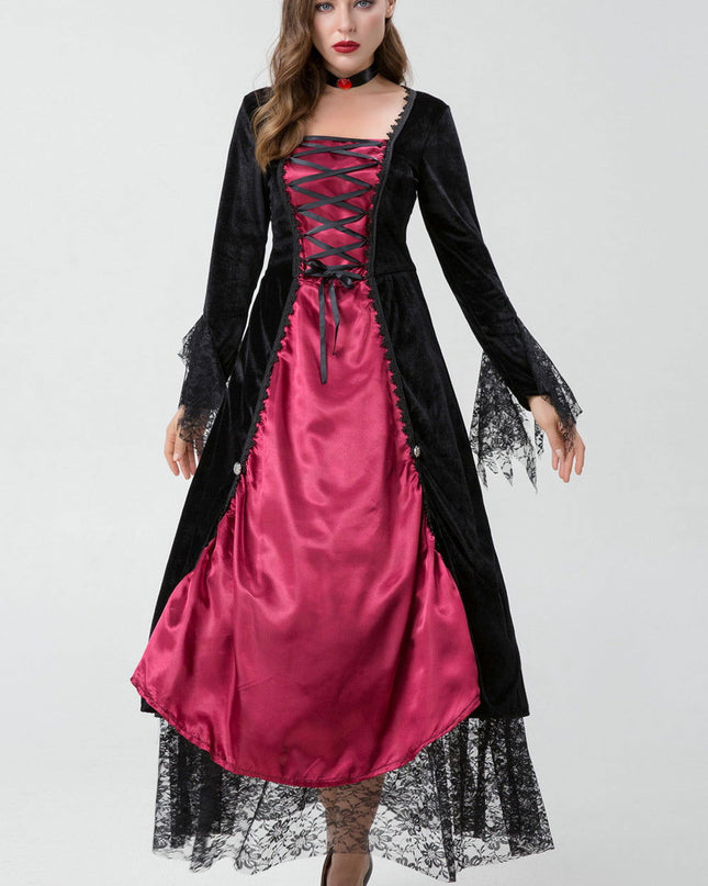 Gothic Burgundy Halloween Dress - Swaggy Fit - Swaggy Fit - Gothic Burgundy Halloween Dress - Swaggy Fit 