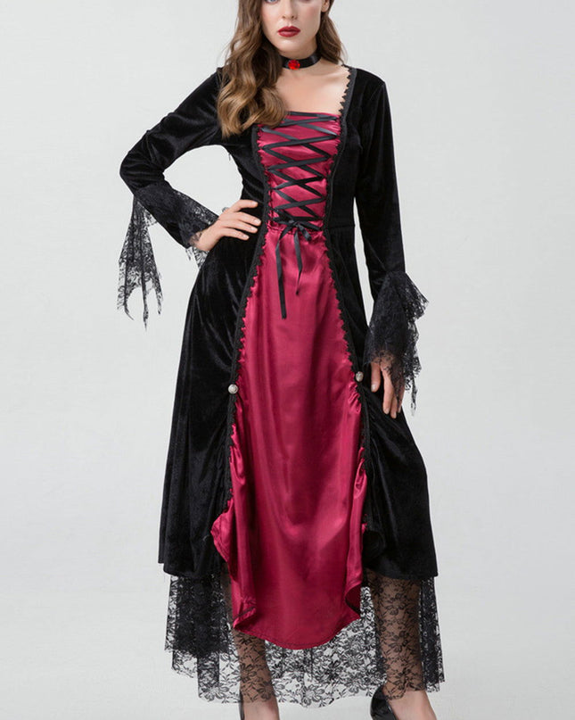 Gothic Burgundy Halloween Dress - Swaggy Fit - Swaggy Fit - Gothic Burgundy Halloween Dress - Swaggy Fit 