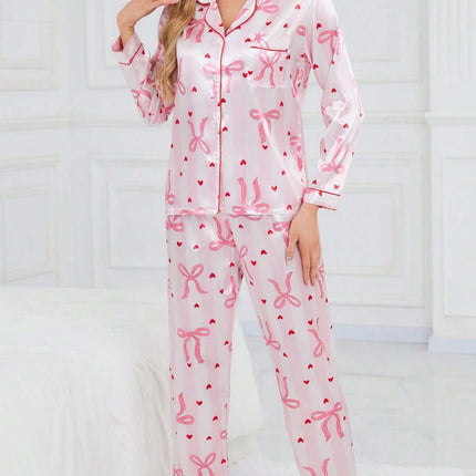 Satin Ribbon PJ's Set, Soft Top and Pant Lounge Wear