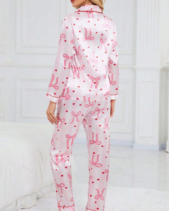 Satin Ribbon PJ's Set, Soft Top and Pant Lounge Wear