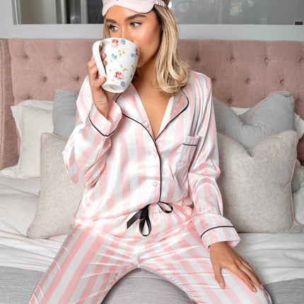 Valentine Long Sleeves Top and Pants Strip Pj's Set