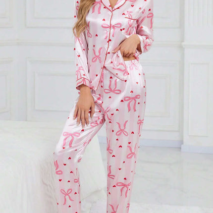 Satin Ribbon PJ's Set, Soft Top and Pant Lounge Wear