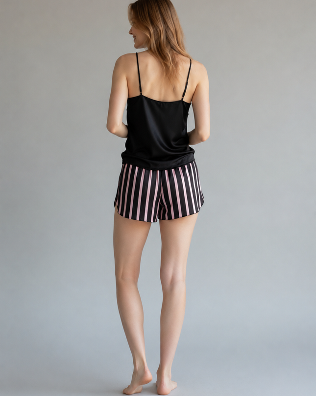 Satin PJ Short with Strip Design
