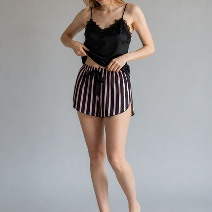 Satin PJ Short with Strip Design