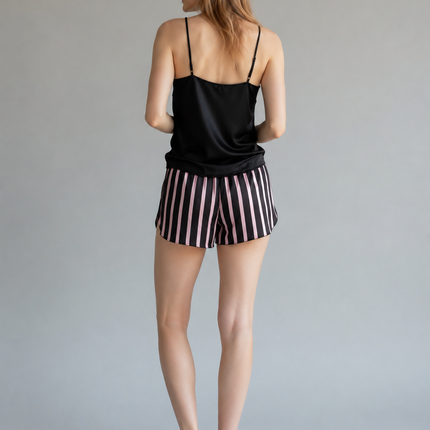 Satin PJ Short with Strip Design