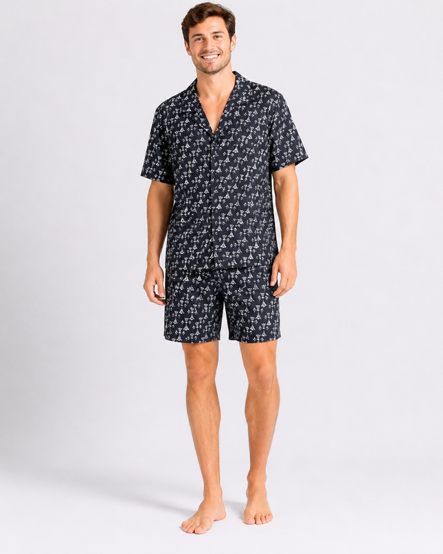 Men's Short Sleeve PJ Set 100% Cotton