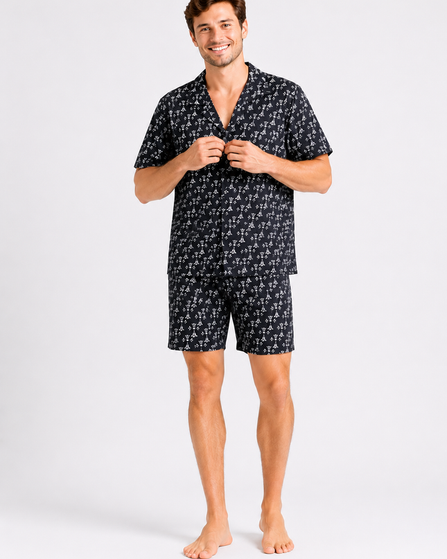 Men's Short Sleeve PJ Set 100% Cotton