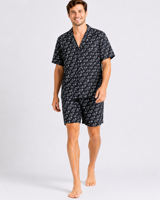 Men's Short Sleeve PJ Set 100% Cotton