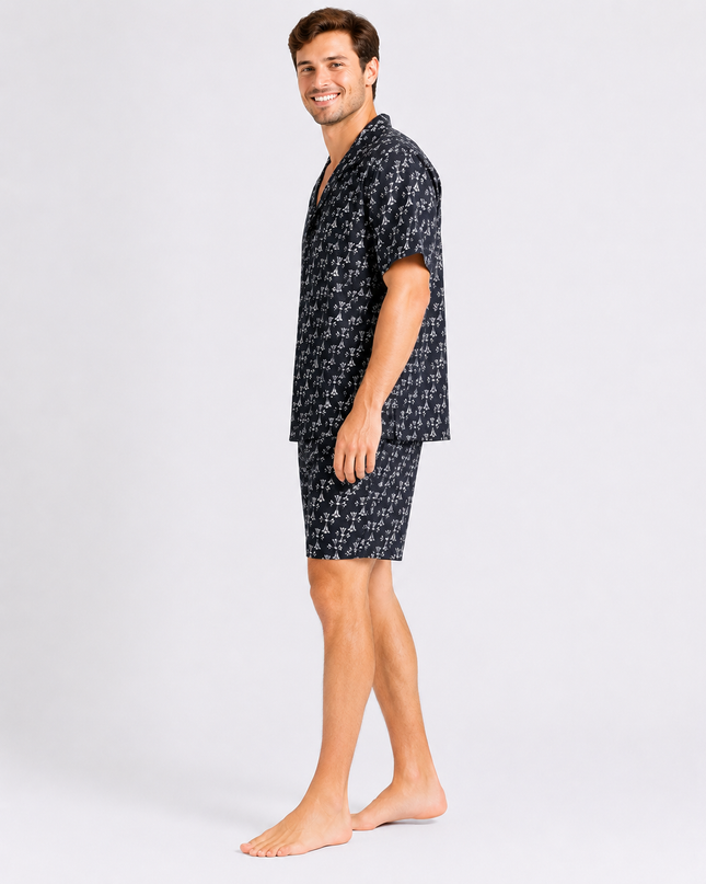 Men's Short Sleeve PJ Set 100% Cotton