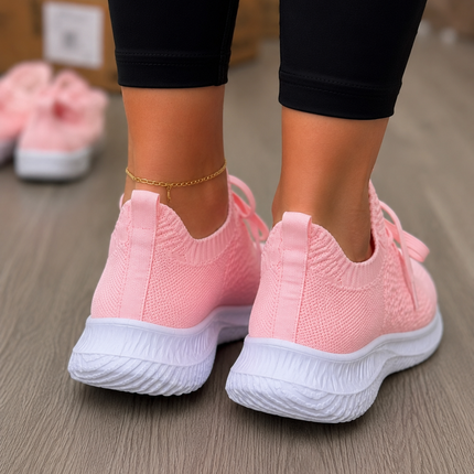 Women  Lightweight Running Shoes with Lace Pink